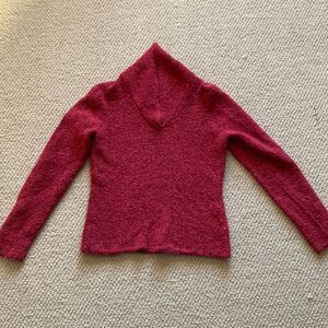 Eileen Fisher Red Cowl Neck Sweater Merino Wool Cashmere Blend Size Small EUC